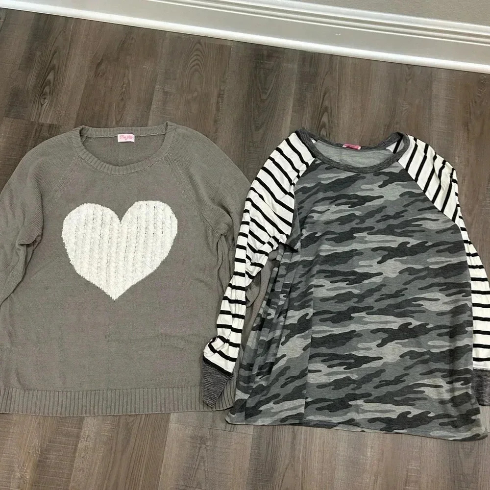 Pink lily sweater and shirt bundle